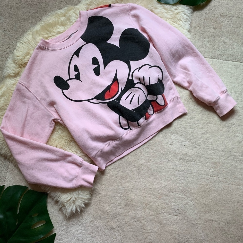 Disney Mickey Mouse Pink Crew Neck Pink Sweatshirt